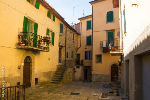 A square in the historic medieval village of Santa Fiora in Grosseto Province, Tuscany, Italy
