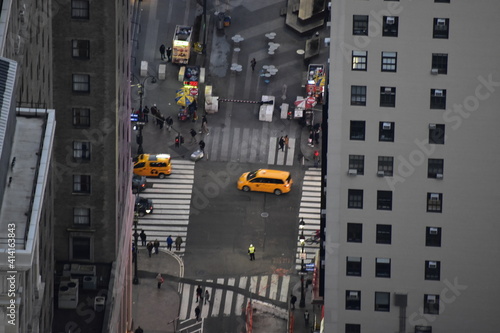 New York Manhattan Skyline street yellow cab