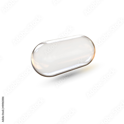 Glass capsule on white background.Crystal  banner .Isolated Pills .Desing element vector .