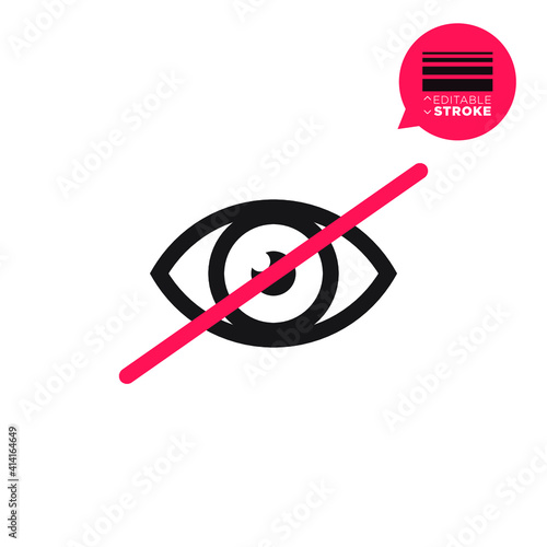 Eye. Caution. Icon for sensitive photo content or explicit video content, inappropriate content, internet safety concept, censored only adult 18 plus, attention Sign. Vector Illustration symbol.