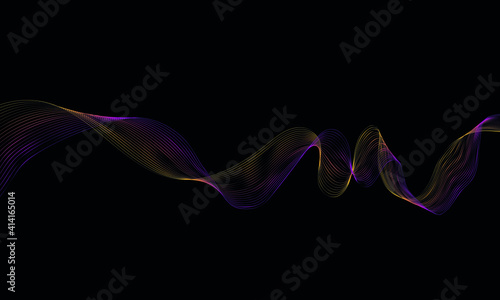 Vector abstract background with colored dynamic waves, line and particles. The illustration is suitable for the design