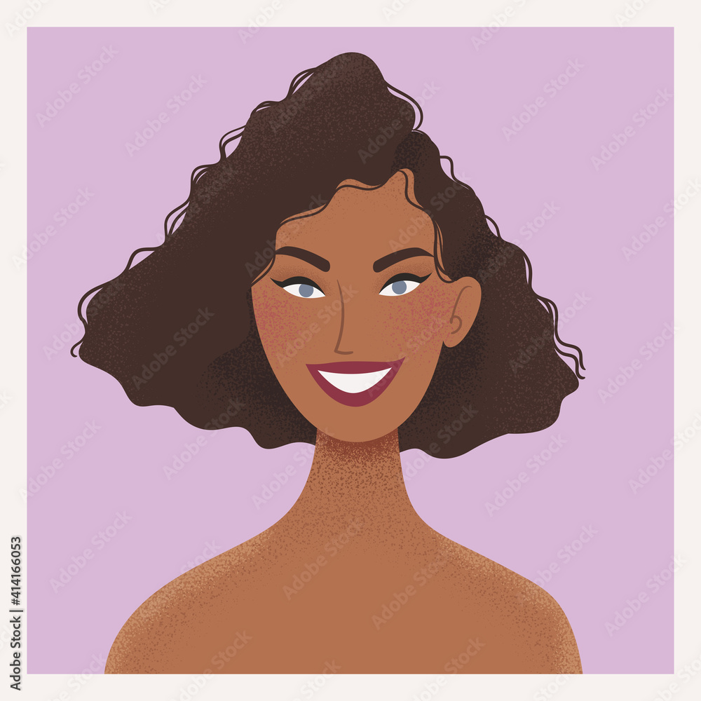 Beauty female portrait. Elegant African woman avatar. Vector illustration Beauty female portrait. Elegant African woman avatar. Vector illustration