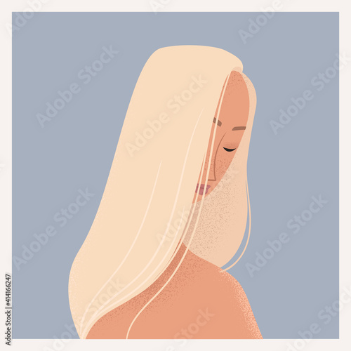 Beauty female portrait. Elegant woman avatar. Vector illustration