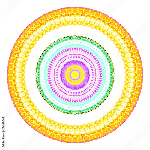 Creative color points round symbol. Abstract summer logo. Circle dots modern art icon. Pattern ornament spring illustration eps10.
