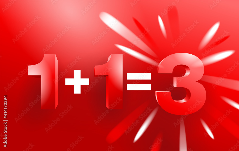 1 plus 1 is 3 banner - Buy two and get Three 1 plus 1 is 3 banner - Buy two and get Three