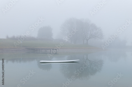 Reifinger See im Herbstnebel in Grassau, Chiemgau photo