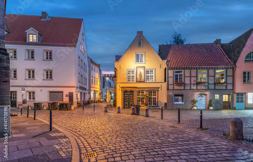 Fototapeta Naklejka Na Ścianę i Meble -  Schnoor - historic residential district with cobblestone streets and small colorful houses in Bremen, Germany (HDR-image)