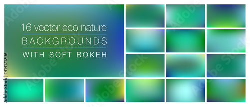 16 natural eco friendly backgrounds with soft bokeh and smooth blurry colors. Ideal background templates for using as backdrop in social media, ads, emails, web pages with pro look&feel.	
