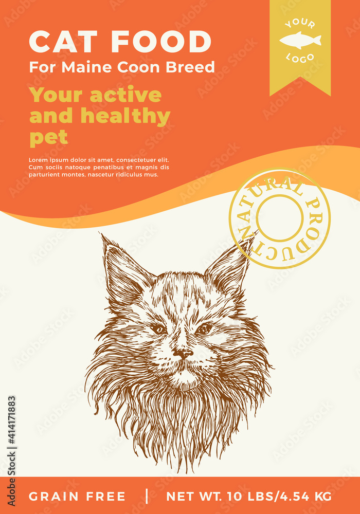 Cat Food Label Template. Abstract Vector Packaging Design Layout ...