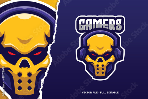 Yellow Skull E-sport Game Logo Template