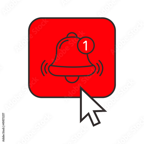 Subscribe button for video service. Subscription icon with bells.