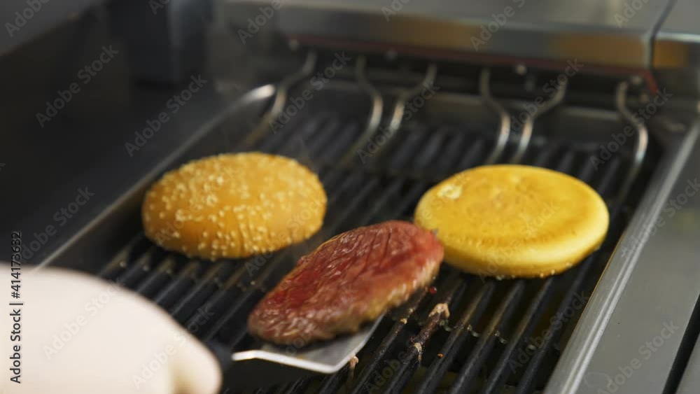 Ingredients for making hamburgers. Preparing delicious burgers at restaurant kitchen Ingredients for making hamburgers. Preparing delicious burgers at restaurant kitchen