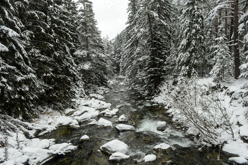 Frozen river winter landscape 