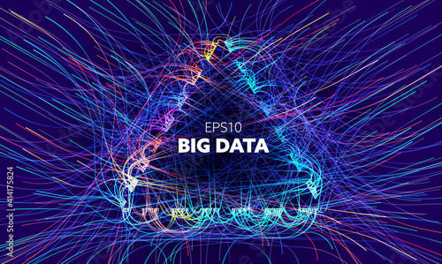Big data triangle vector background. Visual sort analysis. Wave flow data. Bigdata design.