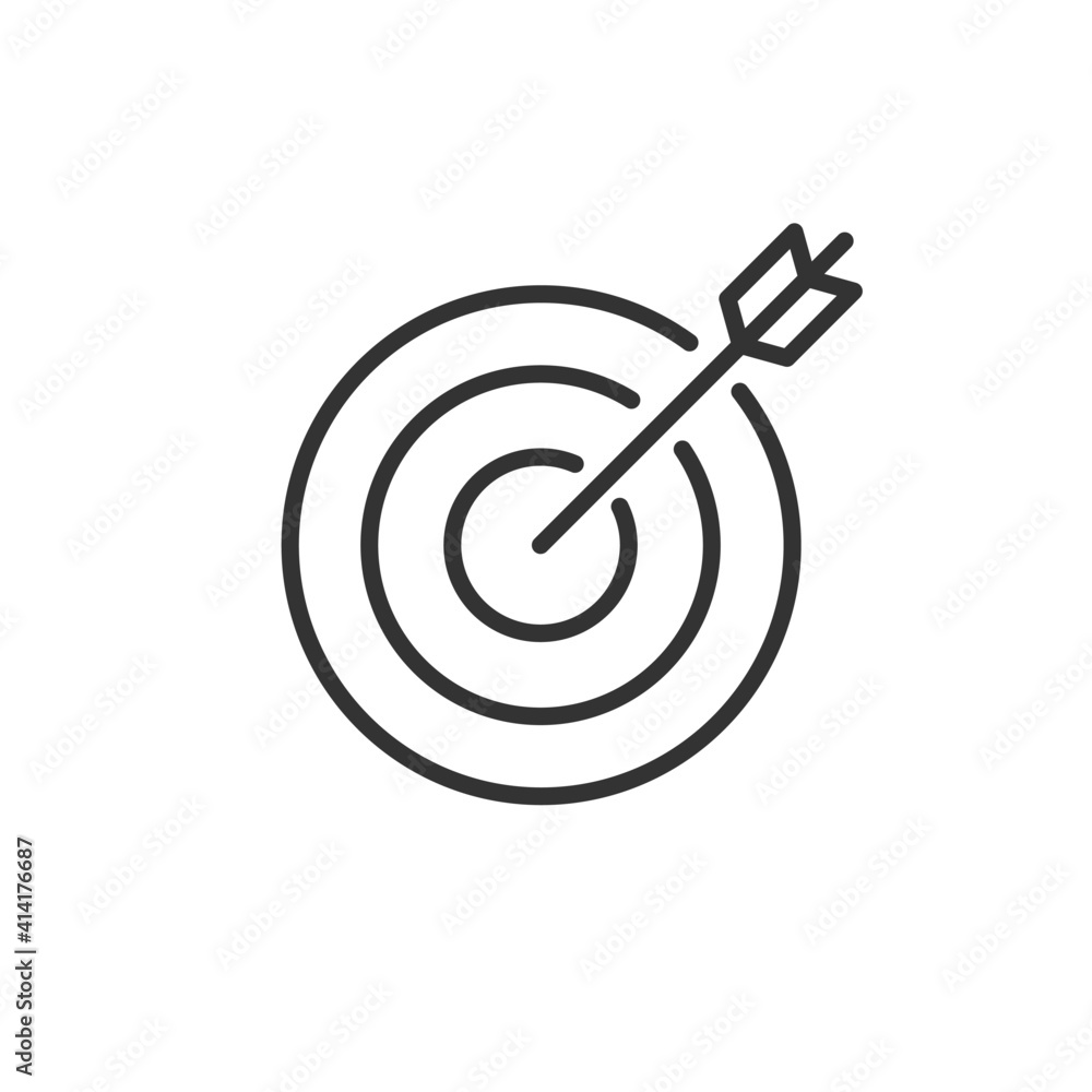 Target and arrow icon isolated on white background. Vector. Target and arrow icon isolated on white background. Vector.