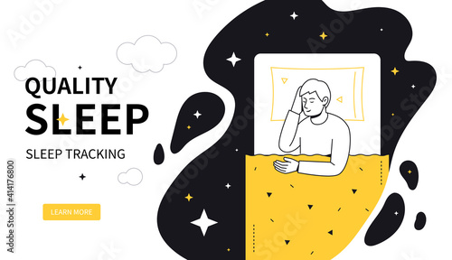 Quality sleep - flat design style web banner
