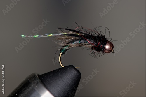 Prince nymph variation tied size 14 hook for fly fishing