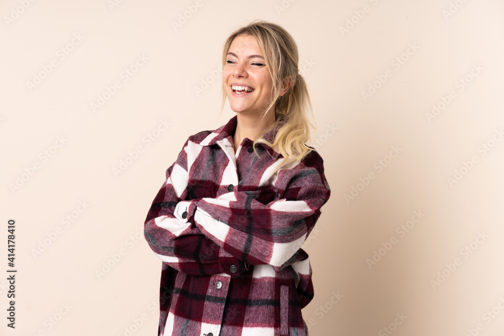 Blonde woman over isolated background happy and smiling Blonde woman over isolated background happy and smiling