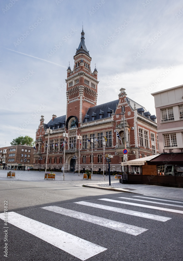 Historic town hall in the center of the Dunkirk.