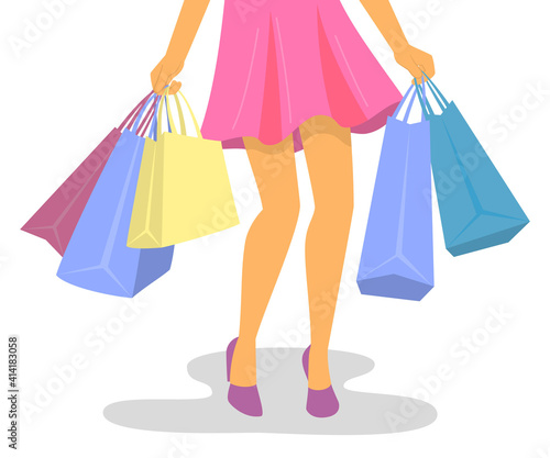 Young woman with shopping bags.