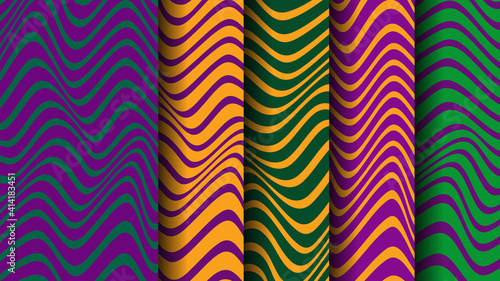 Vector Background with Mardi Gras stripes. Undulating Pattern