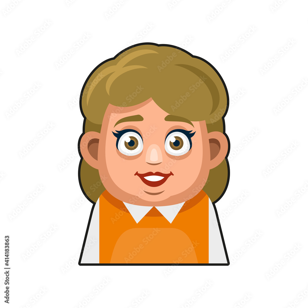 Cute overweight Girl Avatar Character. Young Woman Cartoon Style Userpic Icon