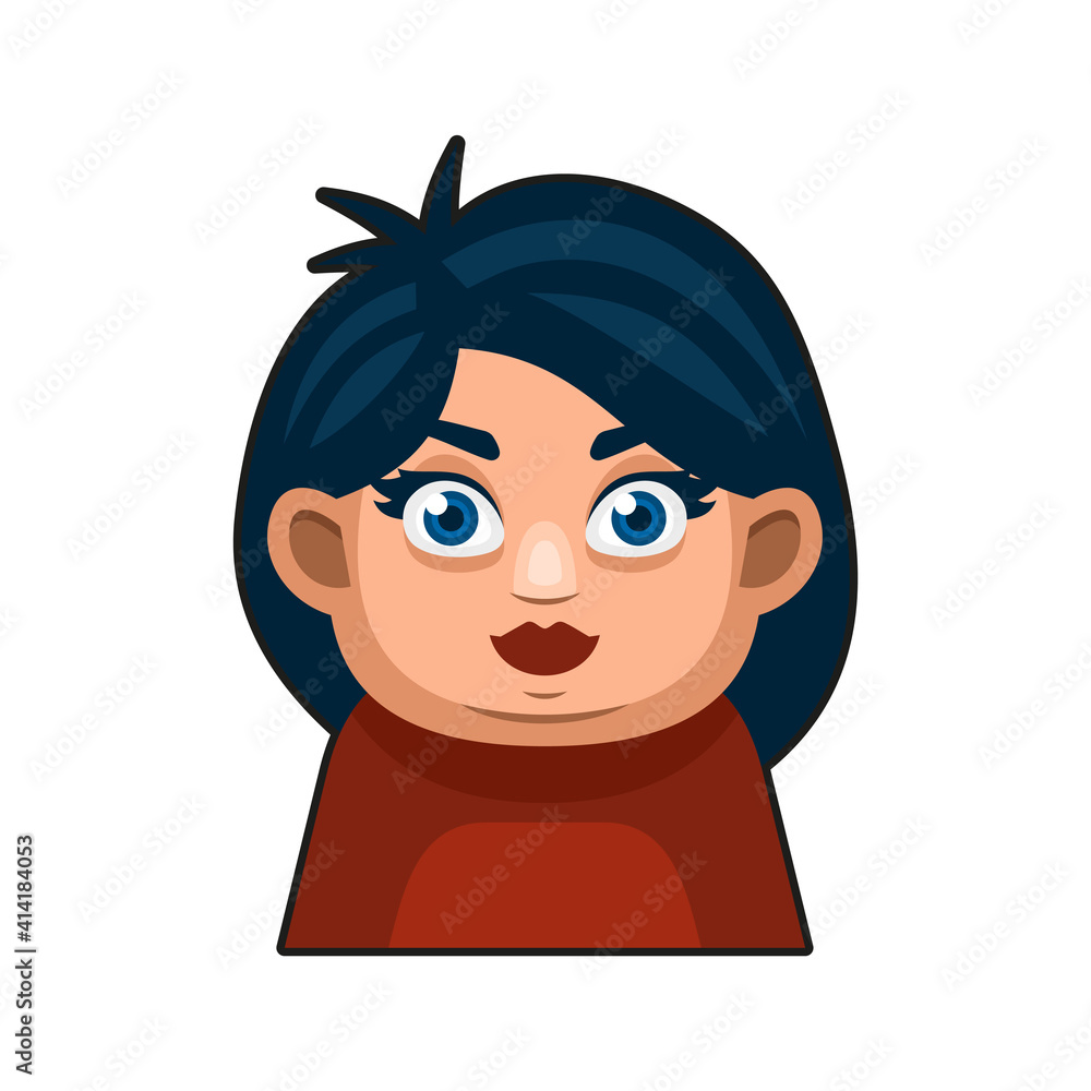Cute overweight Girl Avatar Character. Young Woman Cartoon Style Userpic Icon Cute overweight Girl Avatar Character. Young Woman Cartoon Style Userpic Icon
