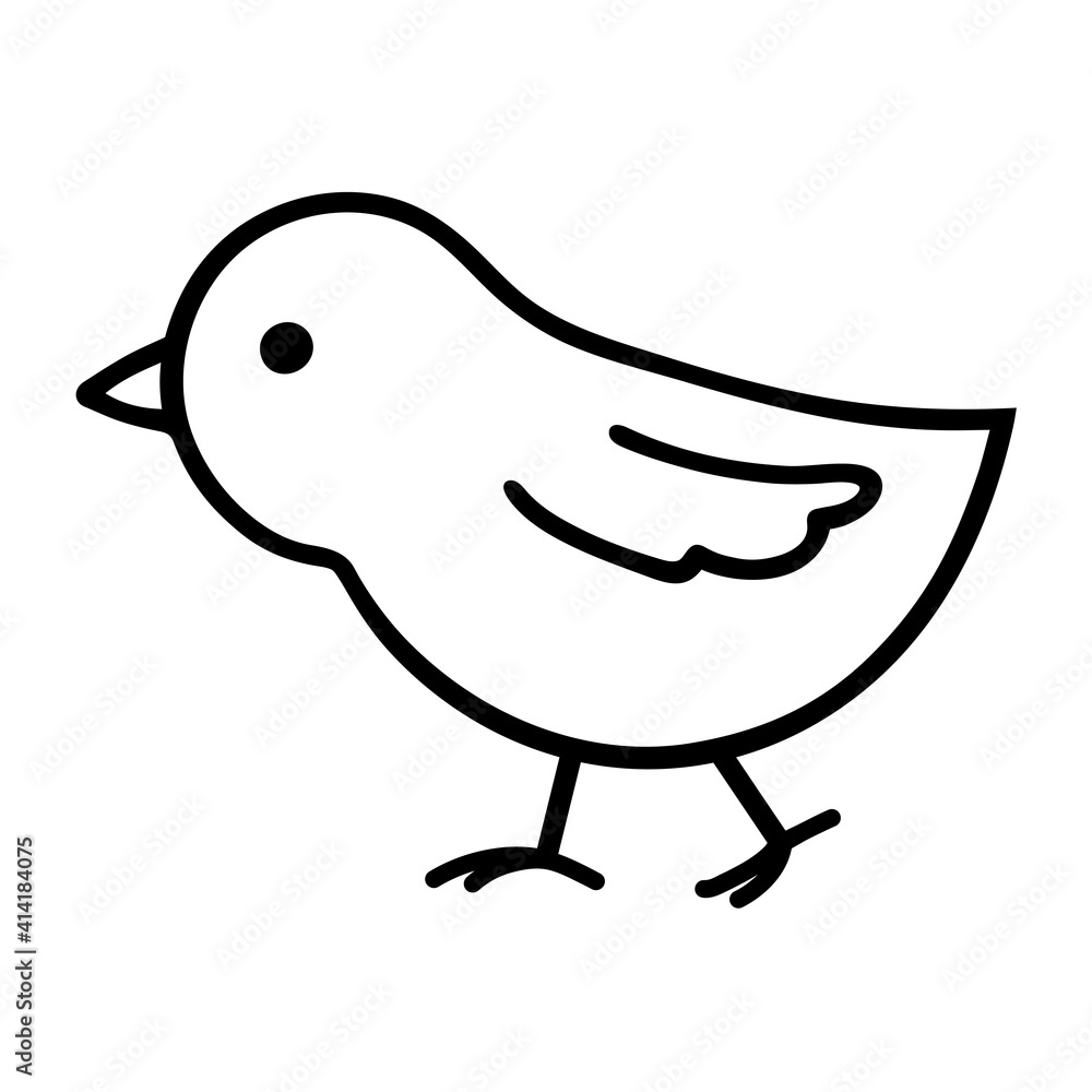 Vector illustration of a chick in doodle style. Walking chick. Contour. Vector illustration of a chick in doodle style. Walking chick. Contour.