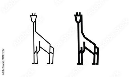 giraffe line art vector illustration isolated on white background. minimal outline icon for simple animal logo concept.