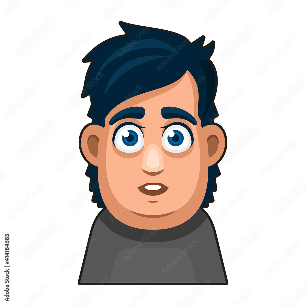 Cute overweight Boy Avatar Character. Young Man Cartoon Style Userpic Icon