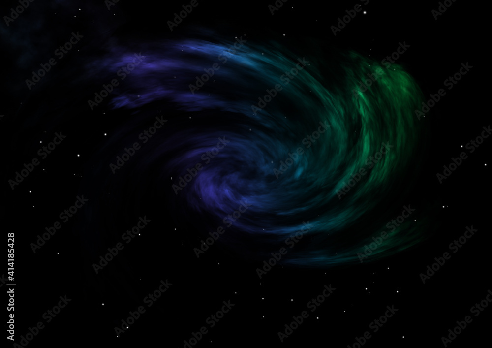 Stars and spiral galaxy in a free space.