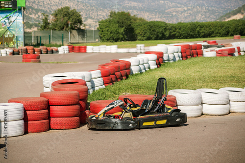 children's small sports car on the go-kart field. 