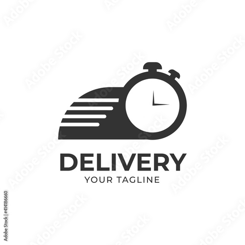 Express delivery service logo. Fast time delivery order with stopwatch. Quick shipping delivery icon.