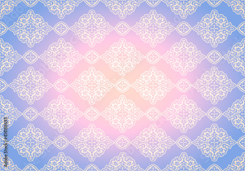 Oriental vintage background with Indo-Persian ornaments. Royal, luxurious, horizontal textured wallpaper of lilac color, with darkening at the edges, vignette. Vector illustration