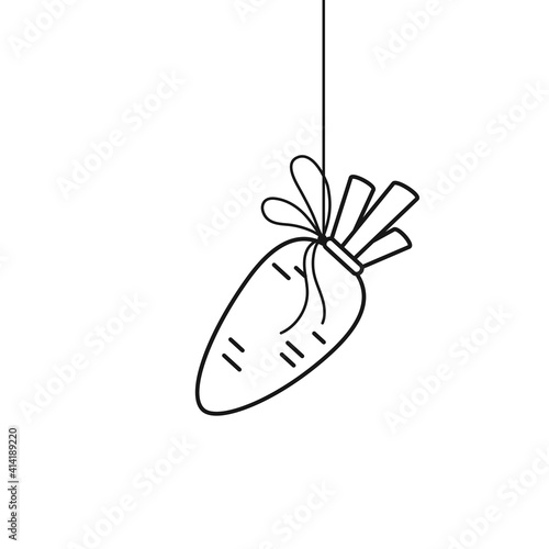 Hanging carrot outline. Motivation concept vector illustration