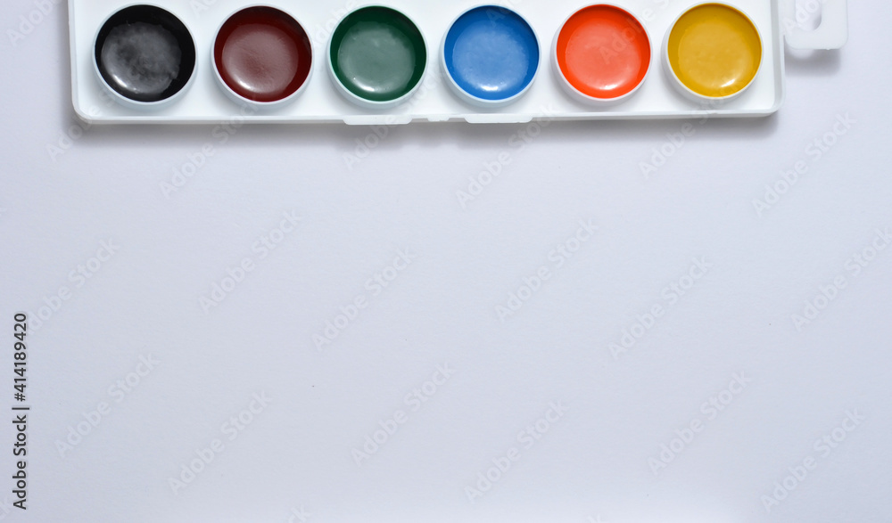 Paints for painting on a white background.