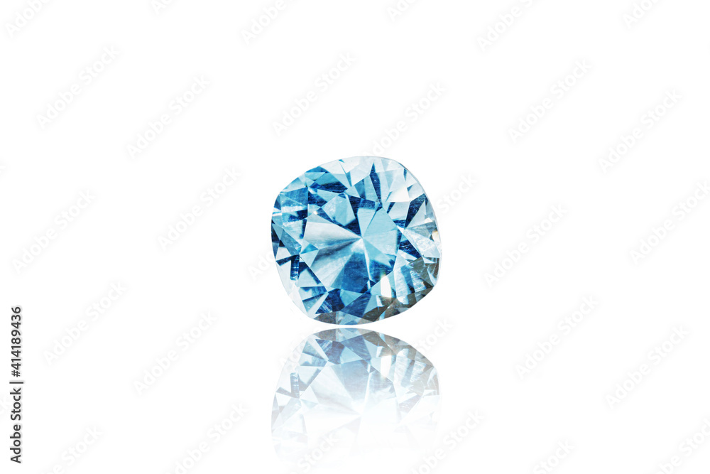 macro stone mineral faceted aquamarine on a white background macro stone mineral faceted aquamarine on a white background