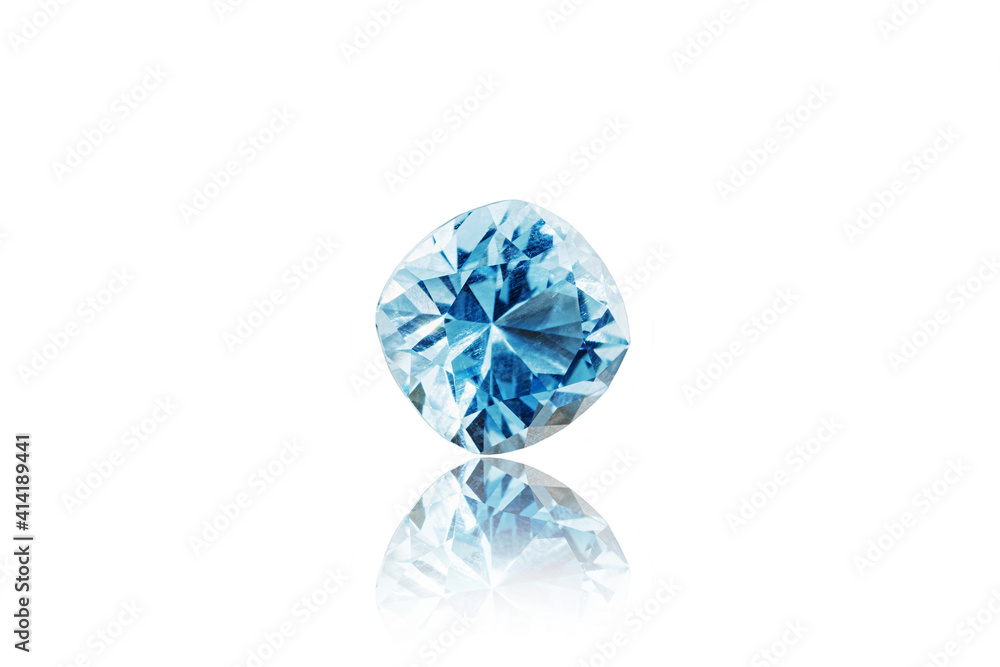 macro stone mineral faceted aquamarine on a white background macro stone mineral faceted aquamarine on a white background