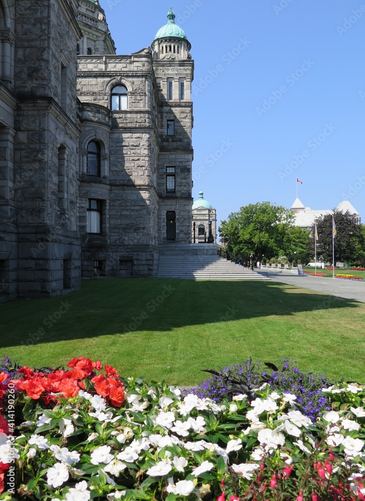 flowers next to the Parliament Buildings, Victoria, Vancouver Island, Canada, August