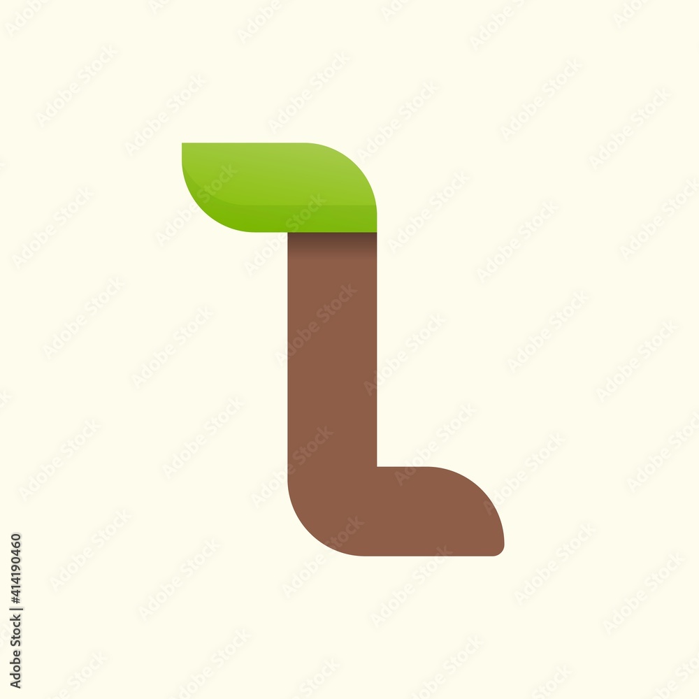 L letter eco logo with leaf. Vector font for bio posters, spa emblem, vegan, herbal and botanical cards etc. L letter eco logo with leaf. Vector font for bio posters, spa emblem, vegan, herbal and botanical cards etc.