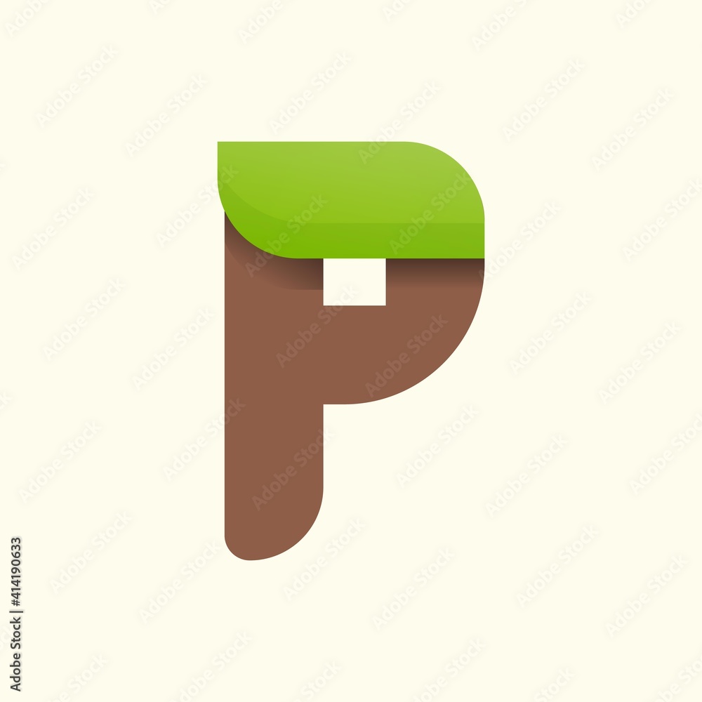 P letter eco logo with leaf. Vector font for bio posters, spa emblem, vegan, herbal and botanical cards etc. P letter eco logo with leaf. Vector font for bio posters, spa emblem, vegan, herbal and botanical cards etc.