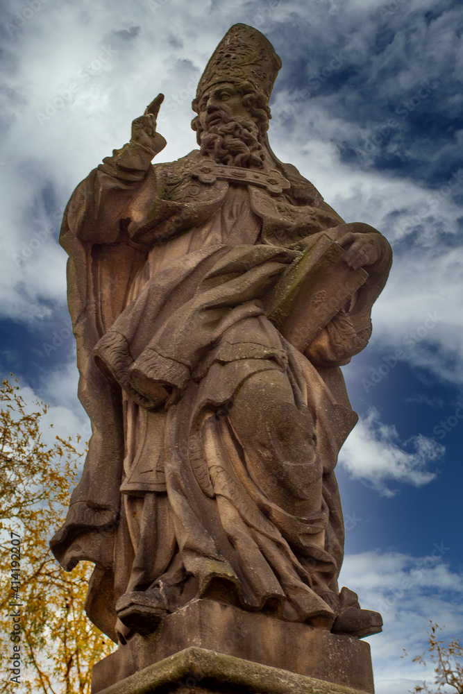 Statue of Adalbert of Prague at Charles Bridge in PRague, Czech Republic