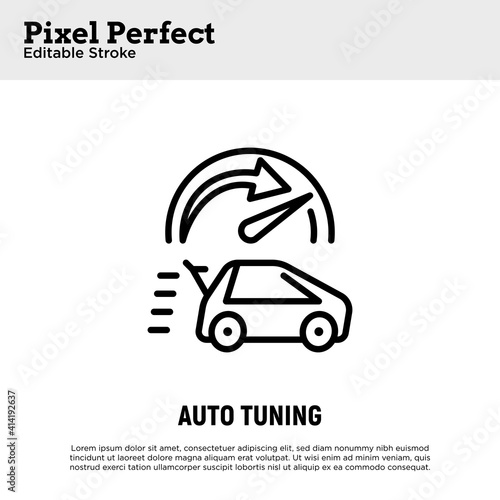 Car service: auto tuning, restyling, upgrade. Thin line icon. Pixel perfect, editable stroke. Vector illustration.