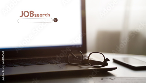 Online job searching laptop mock up career employment concept