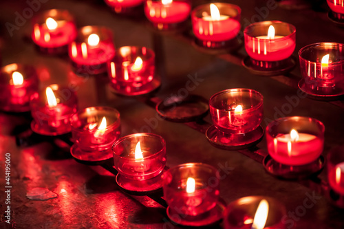 Red Wish Candles in a Christian Church