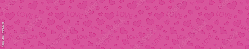 Header for the site, heart on a pink background, love. Design element, background for web. Footer