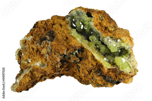 pyromorphite from San Andres, Spain isolated on white background