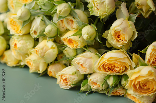 Bouquet of yellow roses  floral background