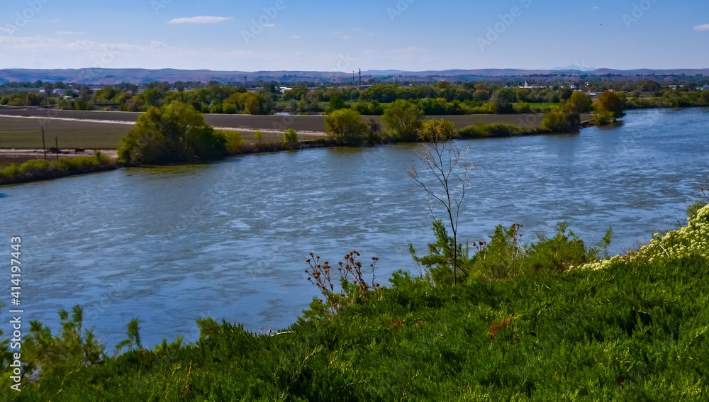 A plain river with clear water in Oregon, US A plain river with clear water in Oregon, US