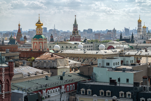 View of the city roofs from a height